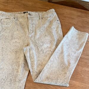 Chico's Cream Paisley Ankle Jeans